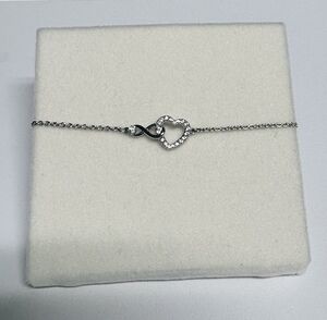 Swarovski Infinity Heart Adjustable Bolo Bracelet in Rhodium Tone